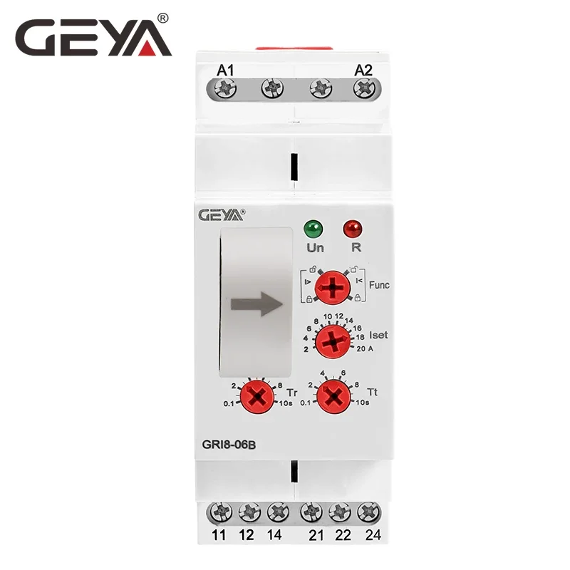 GEYA GRI8-06 AC DC Current Sensor Relay 2NO2NC 8A Current Monitoring Relay 24V-240V Wide Range Operating Voltage