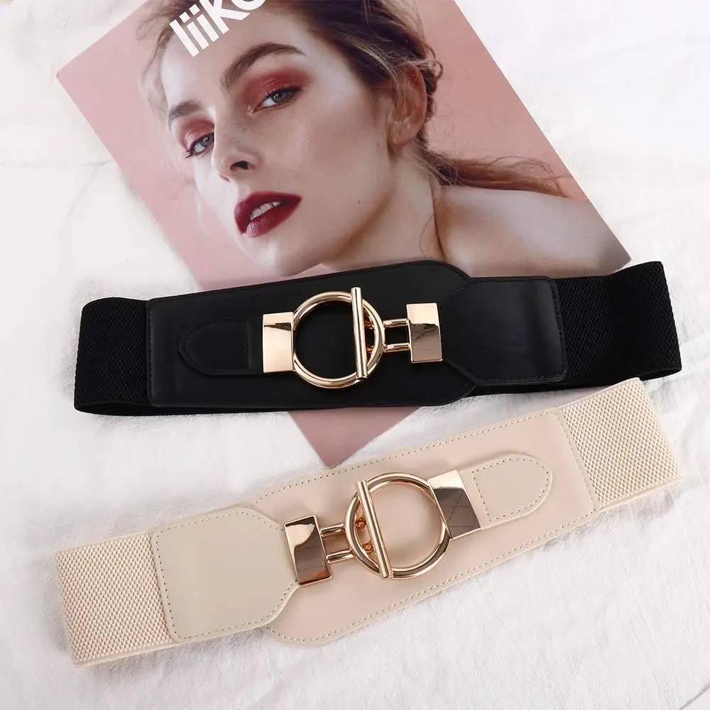 Elegante ajustable hueco para niñas de cuero PU OT hebilla abrigo vestido cinturón decorativo correa de cintura coreana pretina de mujer