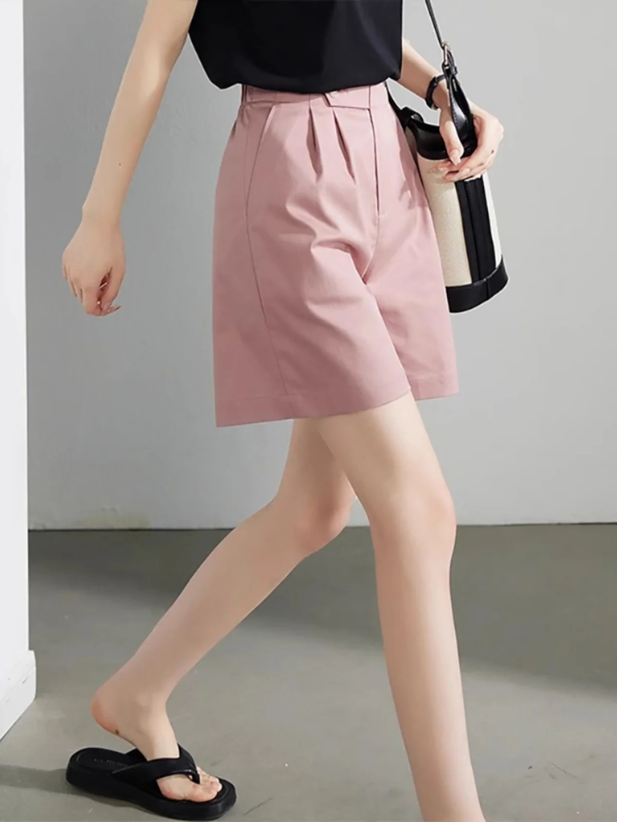 Pantaloni lunghi da donna a vita media, a gamba dritta, casual, leggeri, a trapezio, sciolti e snellenti, di marca Outlet