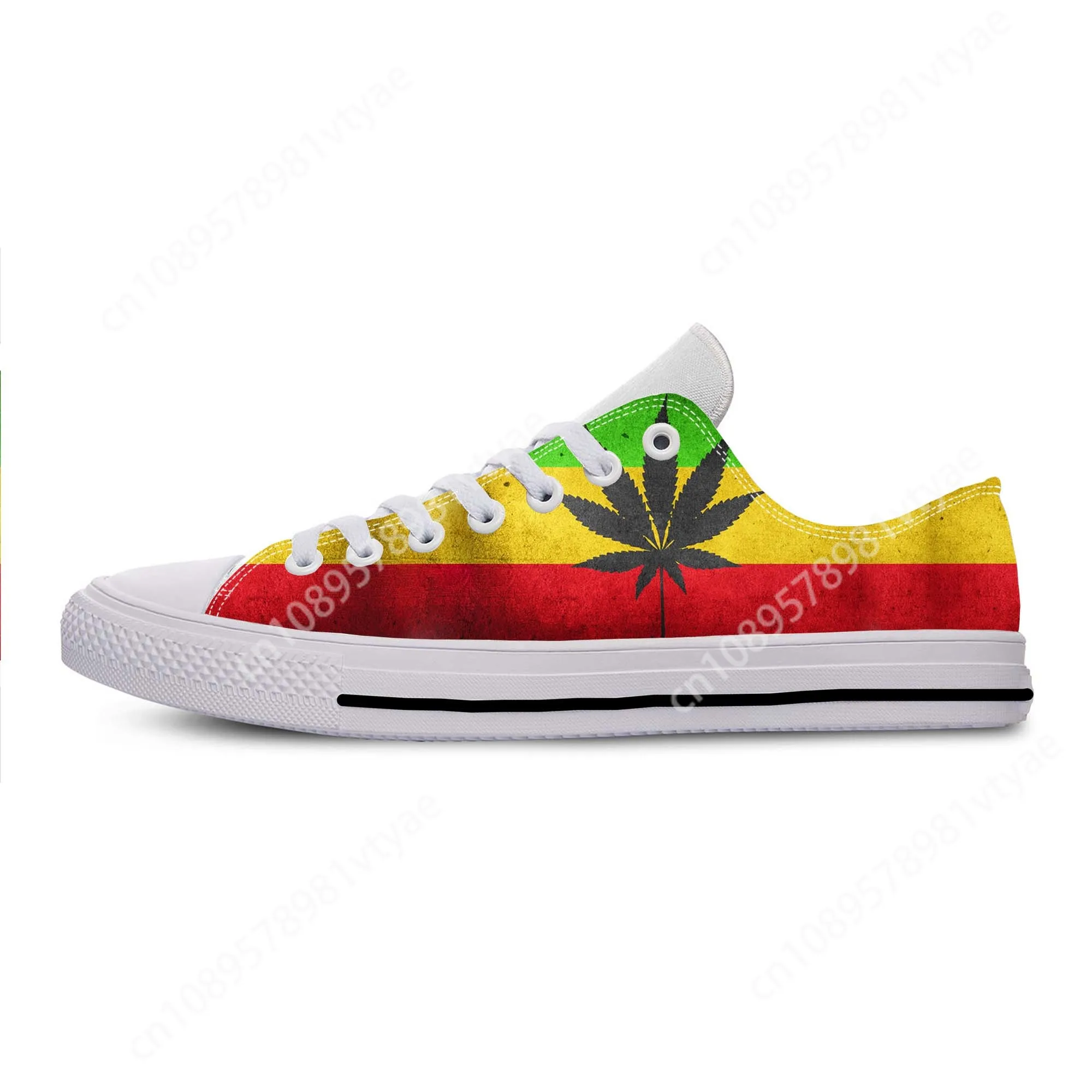 

Reggae Rasta Leaf Weed Flag Rastafari Rastafarian Casual Cloth Shoes Low Top Comfortable Breathable 3D Print Men Women Sneakers