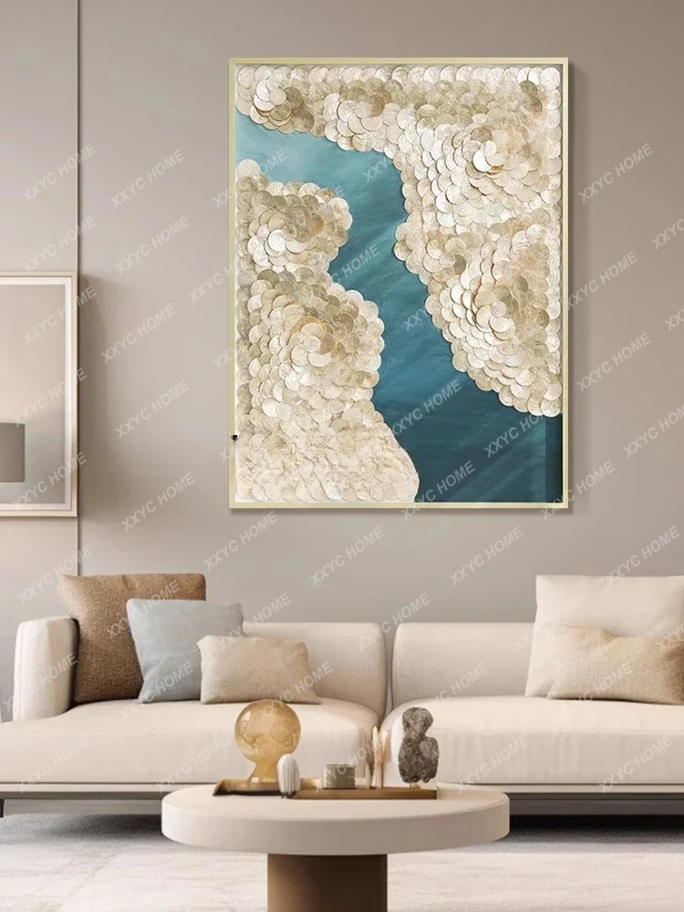 A  Light Luxury Simple Shell Decoration Oil Painting Living Room Background Entrance High-end Corridor Mural