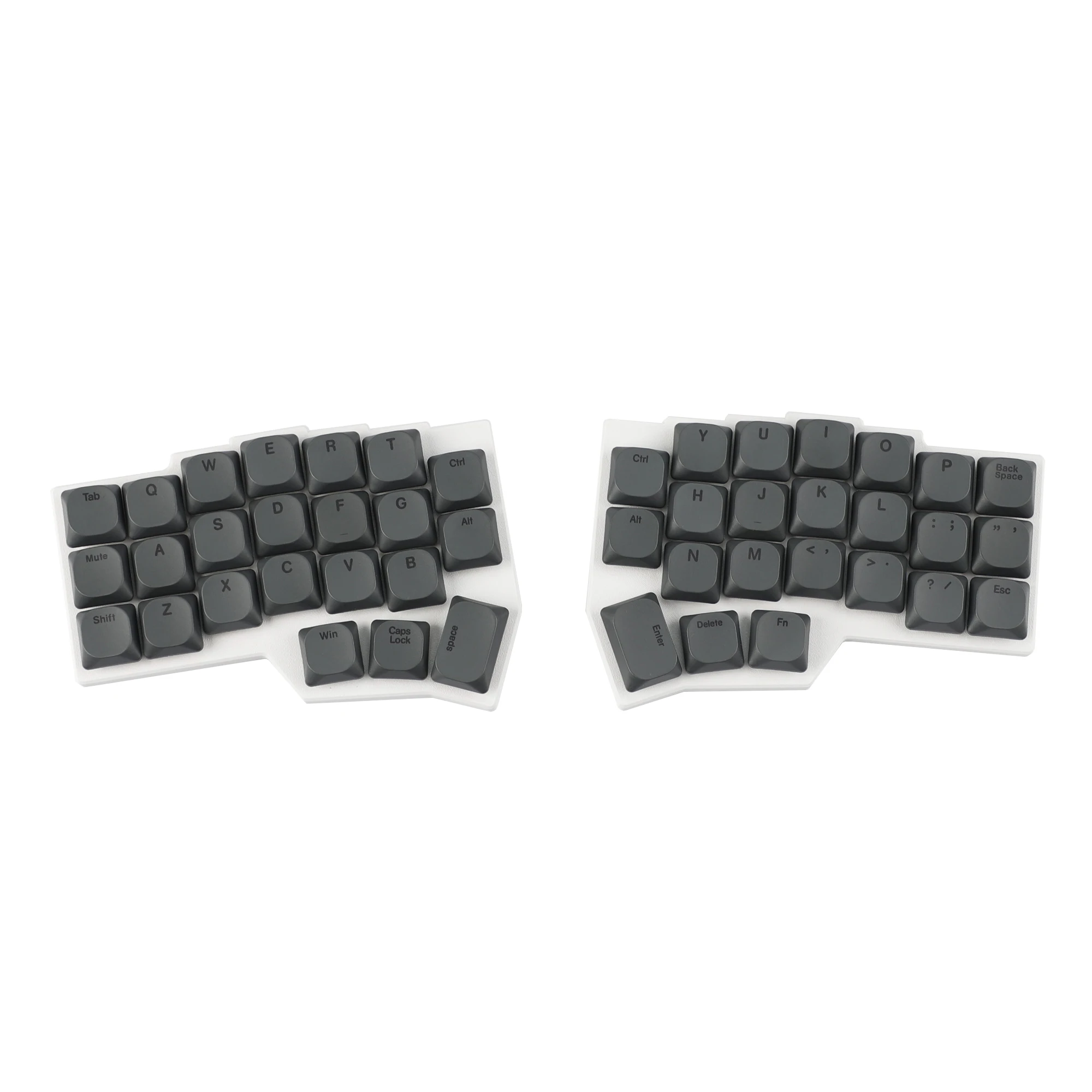 YMDK 75 Keys Ultra-Slim Keycaps Dark Gray White PBT Dye-Sub Top Print Keycap Set for MX Low Profile Mechanical Split Keyboards