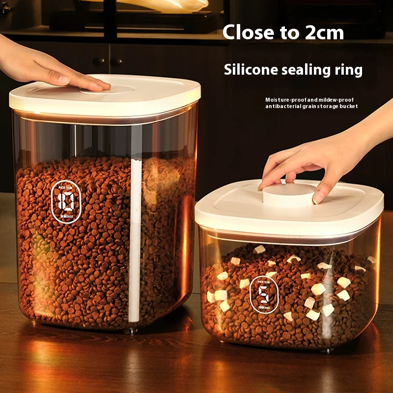 Cubo de almacenamiento de alimentos para gatos, contenedor sellado, vacío a prueba de humedad, comida para perros, cubo de almacenamiento de alimentos para gatos, caja, contenedor de almacenamiento