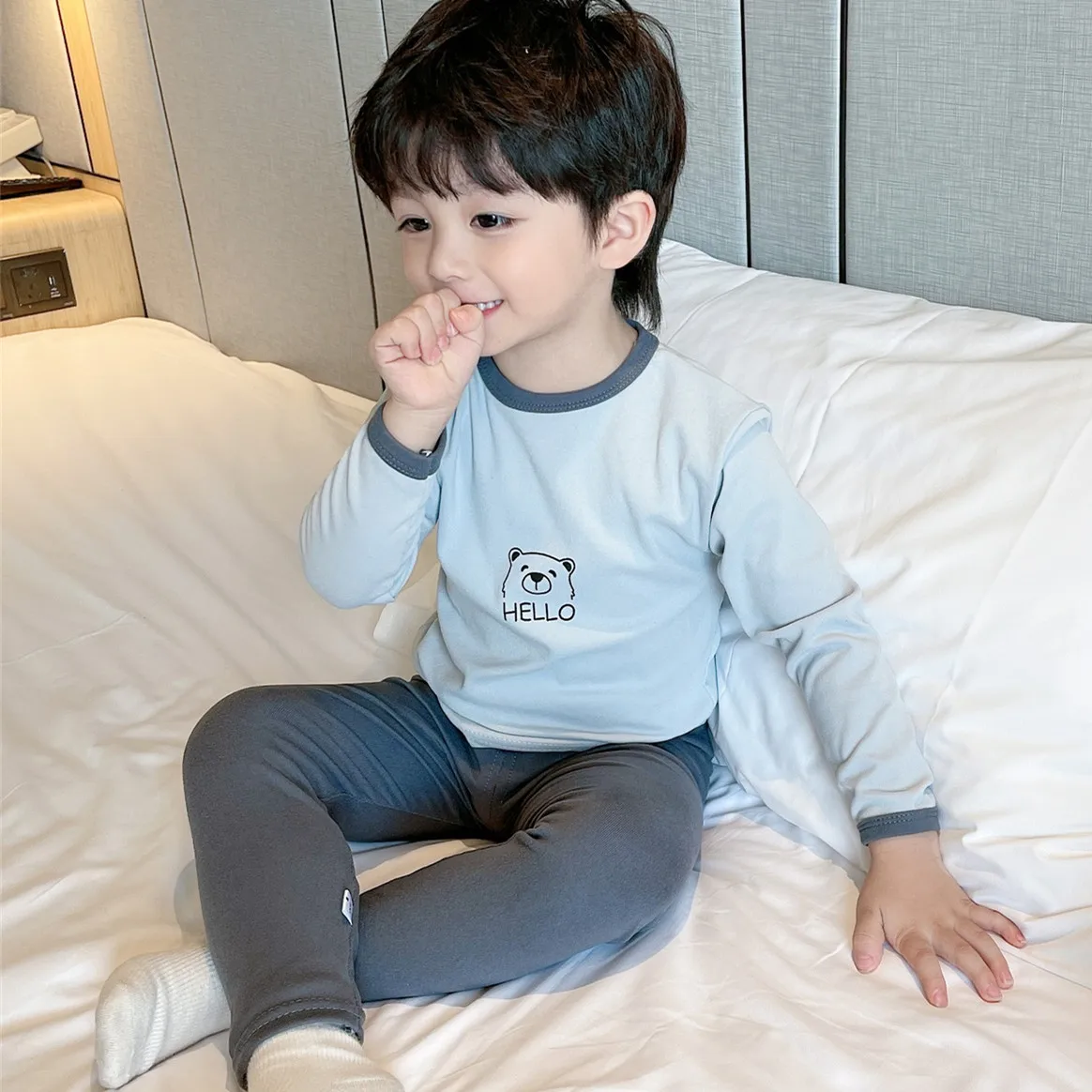 Children\'s 2-Piece Homewear Baby Long-Sleeved Trousers Set Boys Spring And Autumn Homewear Boys Toddler Underwear Pajamas