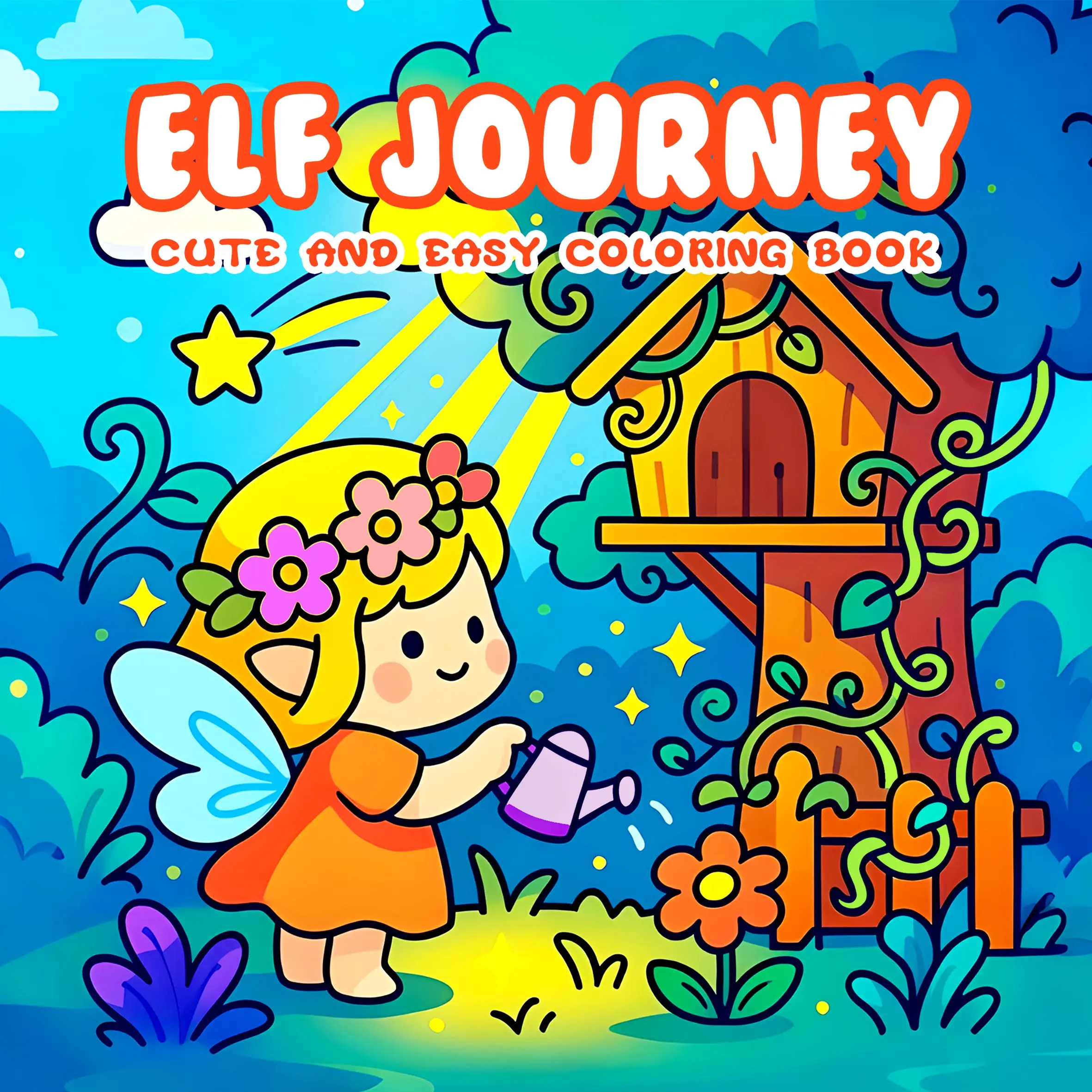 ELF JOURNEY Bold-easy Patterns Coloring Book for Adults Cute Drawing Book Perfect Gift for Party and Birthday
