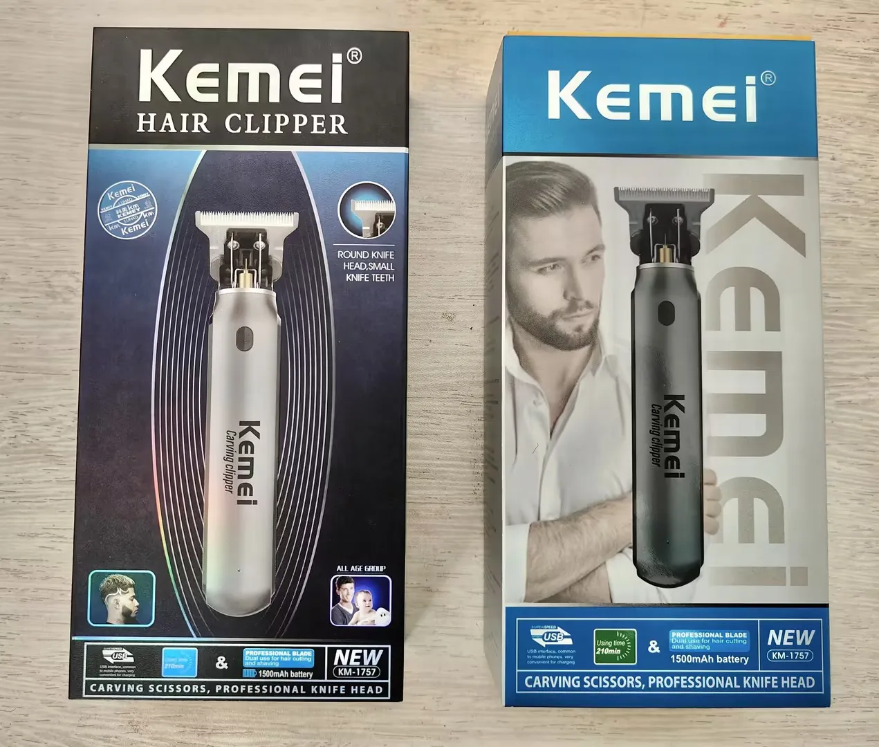Kemei Mini-Haarschneider, Barttrimmer für Herren, Zero-Gap-T-Klinge, Haarschneidemaschine, kabelloser professioneller Haarschneider KM-1757 – Detail 1