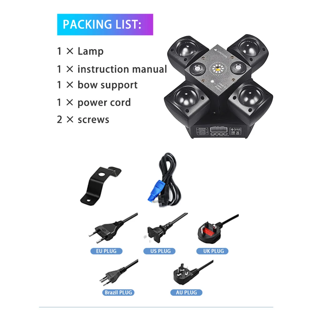 ไฟดิสโก้แบบเคลื่อนย้ายได้ 4 หัว พร้อมรีโมทคอนโทรล 48W DMX มินิบีม อุปกรณ์ดีเจเคลื่อนที่ ไฟเวทีสำหรับงานปาร์ตี้ คลับ คริสต์มาส งานวันเกิด