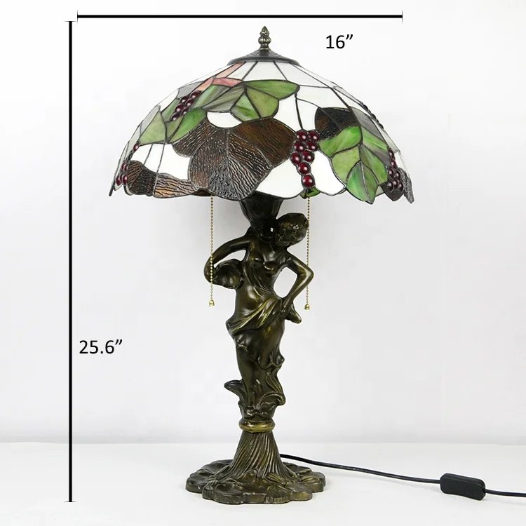 16Inch Tiffany Style Stained Glass Lamp Church Glass Living Room Dining Room Bedside American Goddess Base