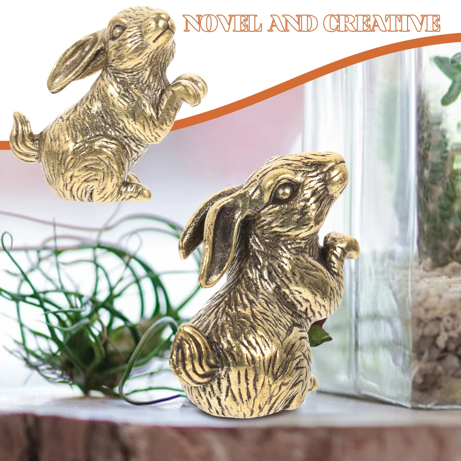 

2pcs Mini Rabbit Statues Retro Bunny Desktop Rabbit Decor Desktop Decor For Home Office Exquisite Animal Craft Ornament