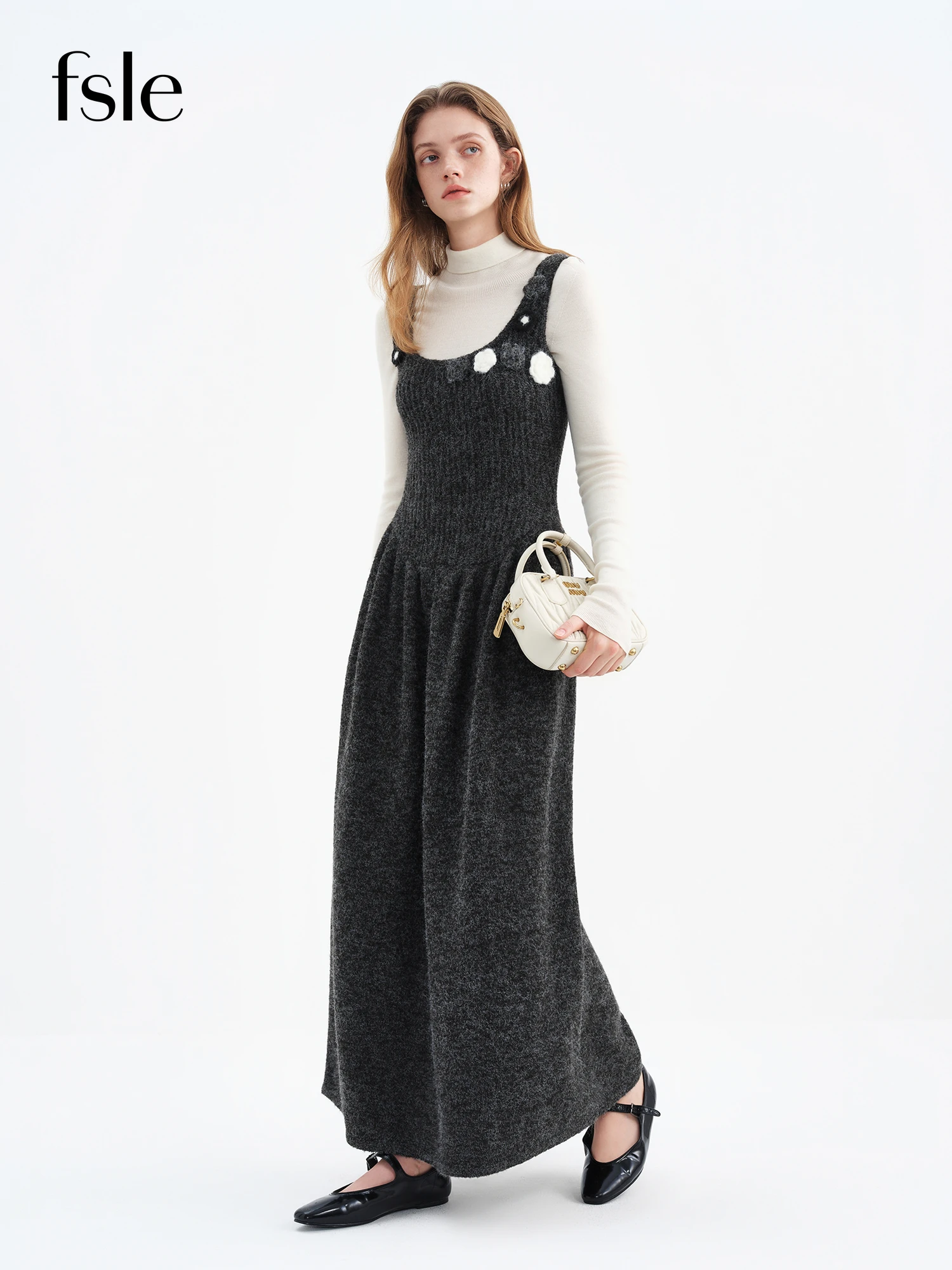 

FSLE трикотажное платье на подтяжках с v-образным вырезом и 3D цветочным принтом, женское зимнее платье 202, новый стиль, элегантное платье с завязкой на талии для поездок на работу