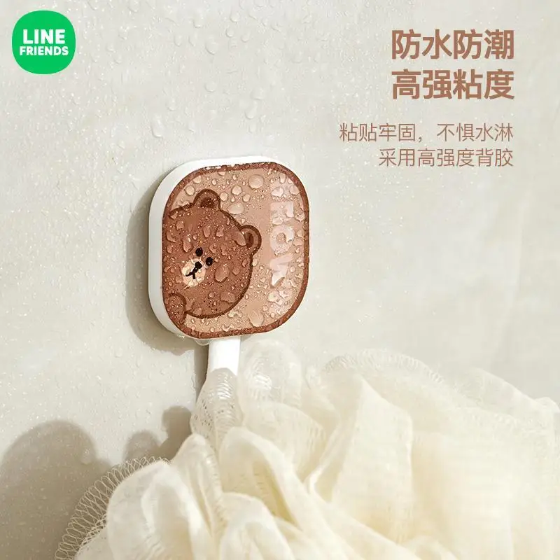 LINE FRIENDS Brown Square Droplet Crystal Hook Cony Sally Strong Adhesive Non Punching Strong Load Bearing Clothes Wall Hanging