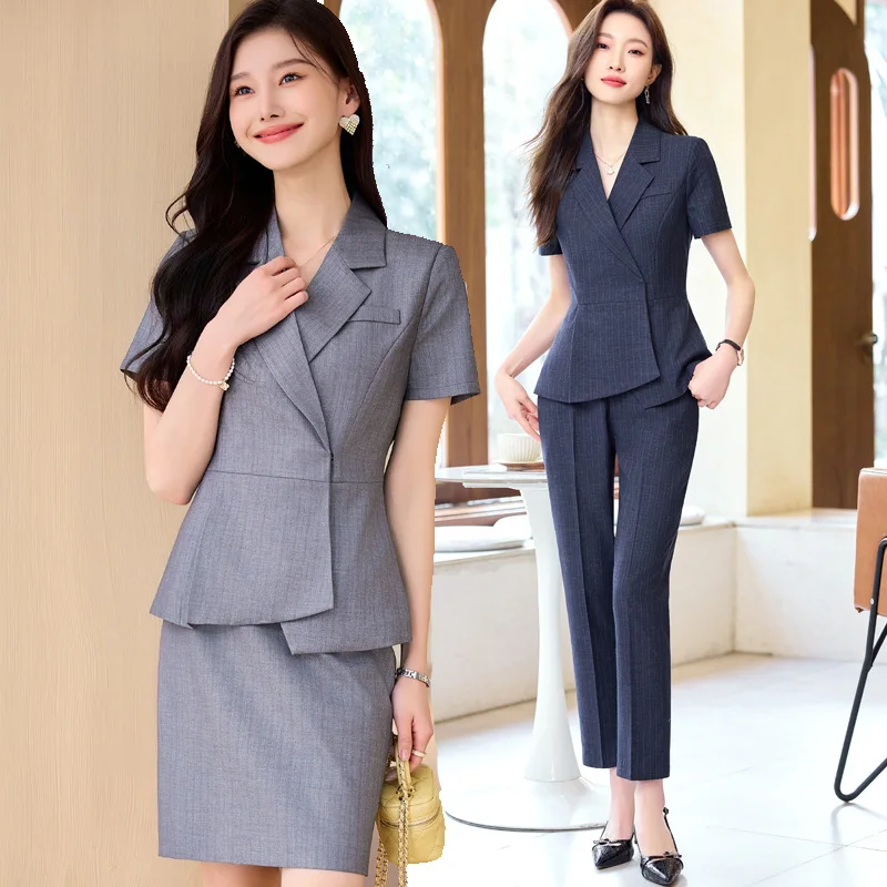 

Business Suit Women's Summer Short-Sleeved Real Estate Consultant Formal Wear China Mobile Unicom Telecom Black Suit Overalls