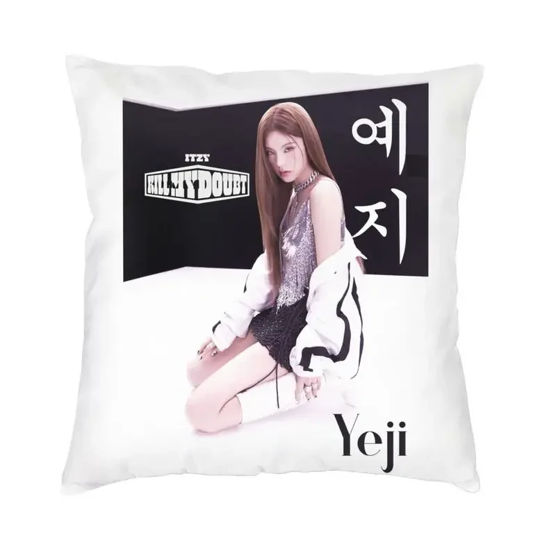 ITZYS YEJI Kill My Doubt Cushion Cover Double-sided Print Kpop Girl Music Group Throw Pillow Case for Sofa Pillowcase Home Decor