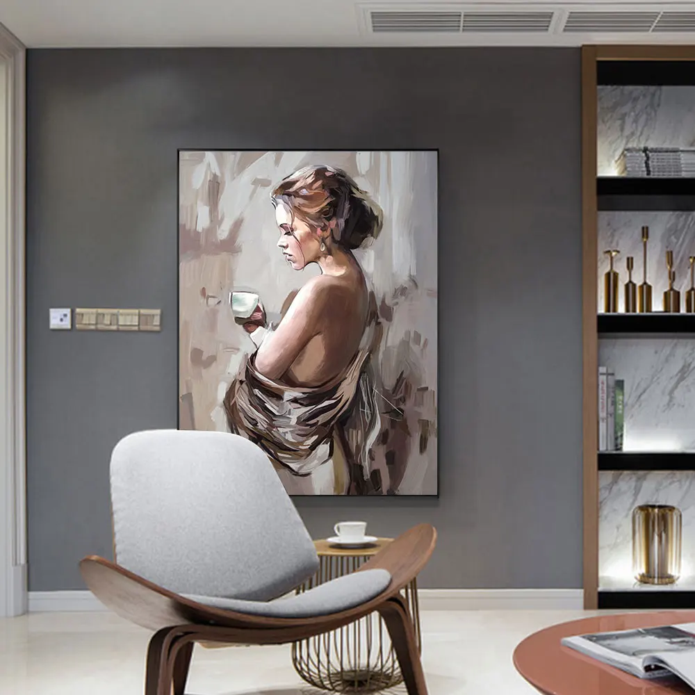 Nodic Sexy Nude Woman Portrait Oil Painting on Canvas Posters and Prints Scandinavian Wall Art Picture for living room Decor