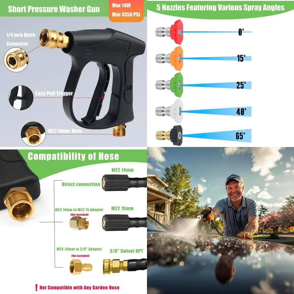 

Pressure Washer Gun Professional Snow Foam Lance Pressure Washer Accessories w/Dual Connector Accessory with 1/4 Inch Quick Conn