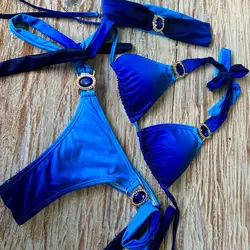 2024 Sexy Kristal Braziliaanse Bikini Sets Driehoek Badmode Strass Badpak G-string Bikini Badpak Biquini Beachwear