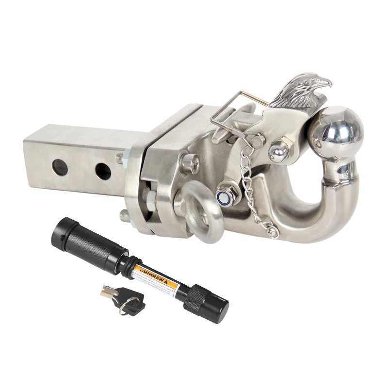 Eagle Head Design Stainless Steel Trailer Hitch with 5x5cm Square-port Arm Off-road Refit Tow Hook Parts Car Accessories