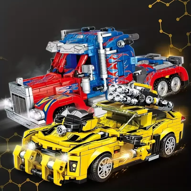 New 2 in 1 Deformation Robot Mecha Building Blocks Sets Bricks kit Transform Cars Birthday Toys Kids Children Gifts for Boys - view 5