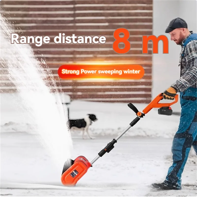 New Winter Lithium Battery Cordless Electric Snowplow 1200W Household Hand Push Small Electric Snow Sweeper Cleaning Height 8M