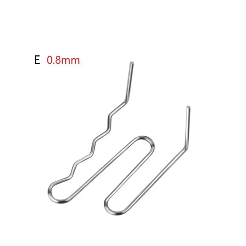 Grapas calientes de acero inoxidable, grapas calientes, 100 Uds., 0,6/0,8mm para parachoques de coche, grapas calientes plateadas de alta calidad