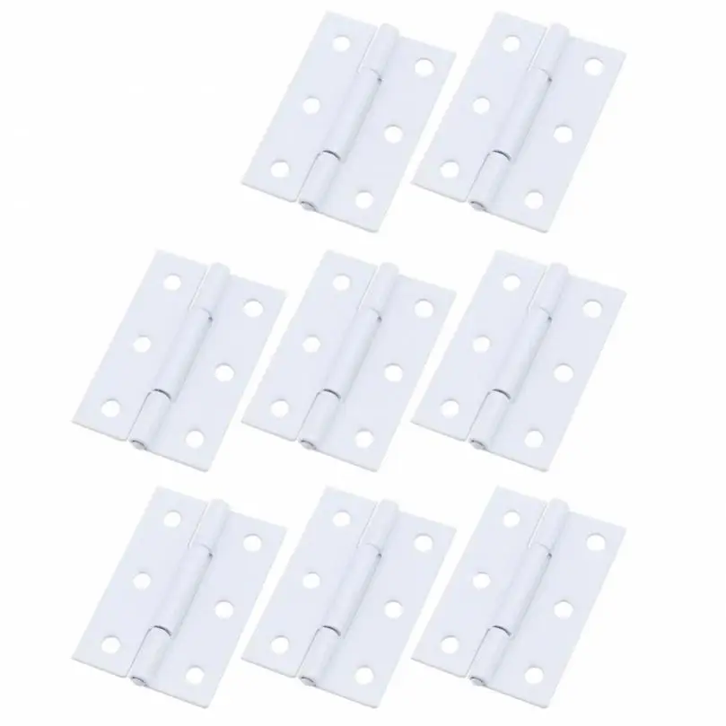 Square Spray Painted White Flat Hinge Cabinet Hinges, 6-Hole Borehole Wooden Box Gift Box Furniture Hinge