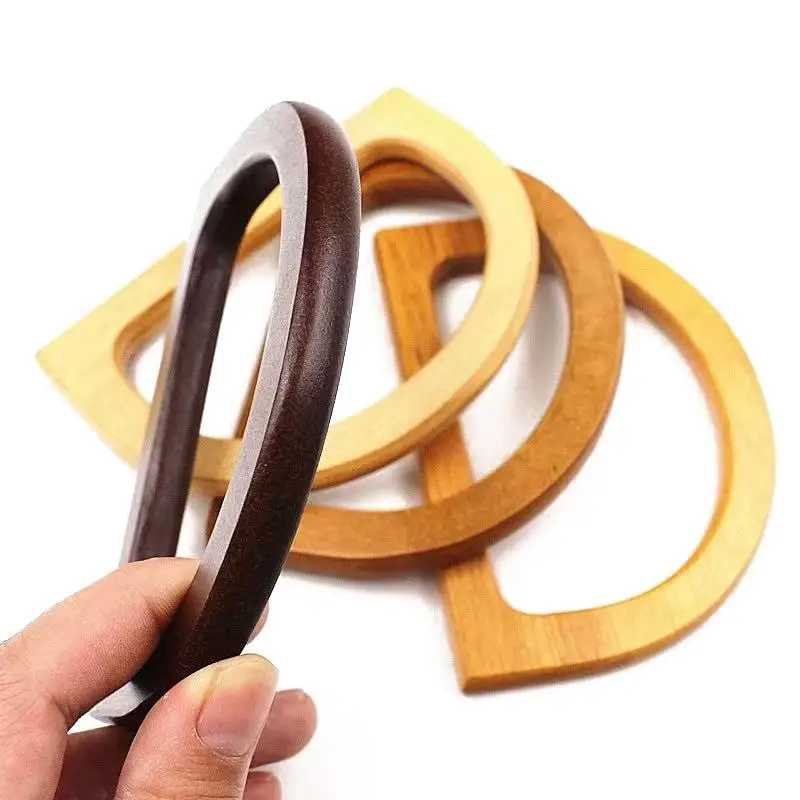 1Pcs Wood Half Circle D-shaped Bag Handle Crochet Knit Bag Handles Replacement DIY Handbags Purse Luggage Handcrafted Handle