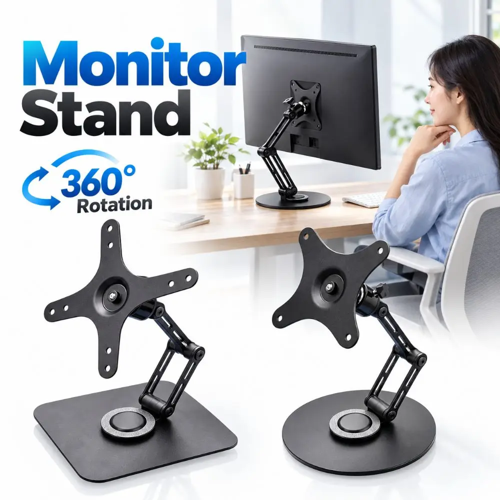 360 Degree Rotation Monitor Stand Height Adjustable Round Base Portable Screen Stand Square Base Free Suspension