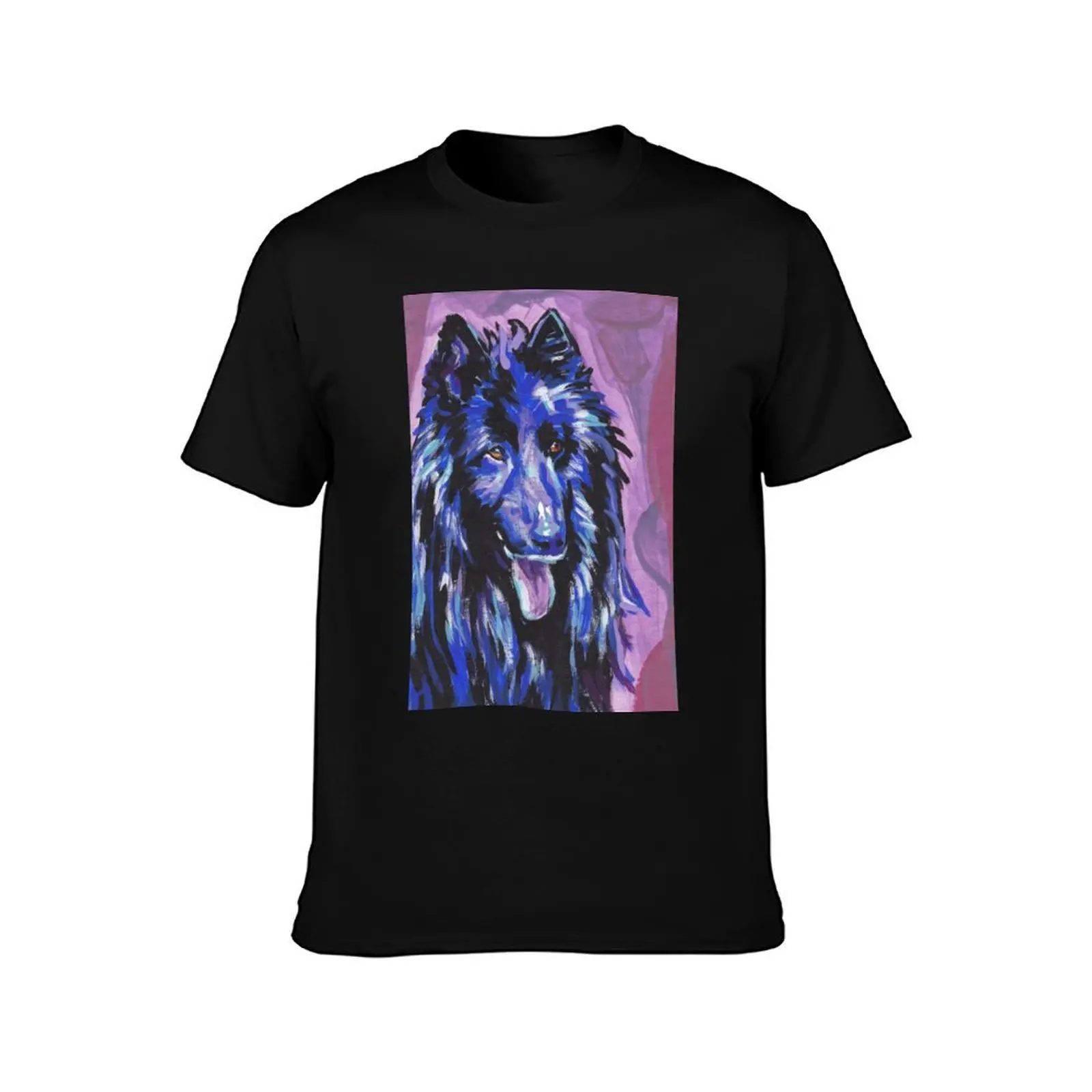 BelgianSheepdog Groenendael Dog Bright colorful pop dog art T-Shirt, Summer Casual Cotton Tee, Oversized Streetwear Tops