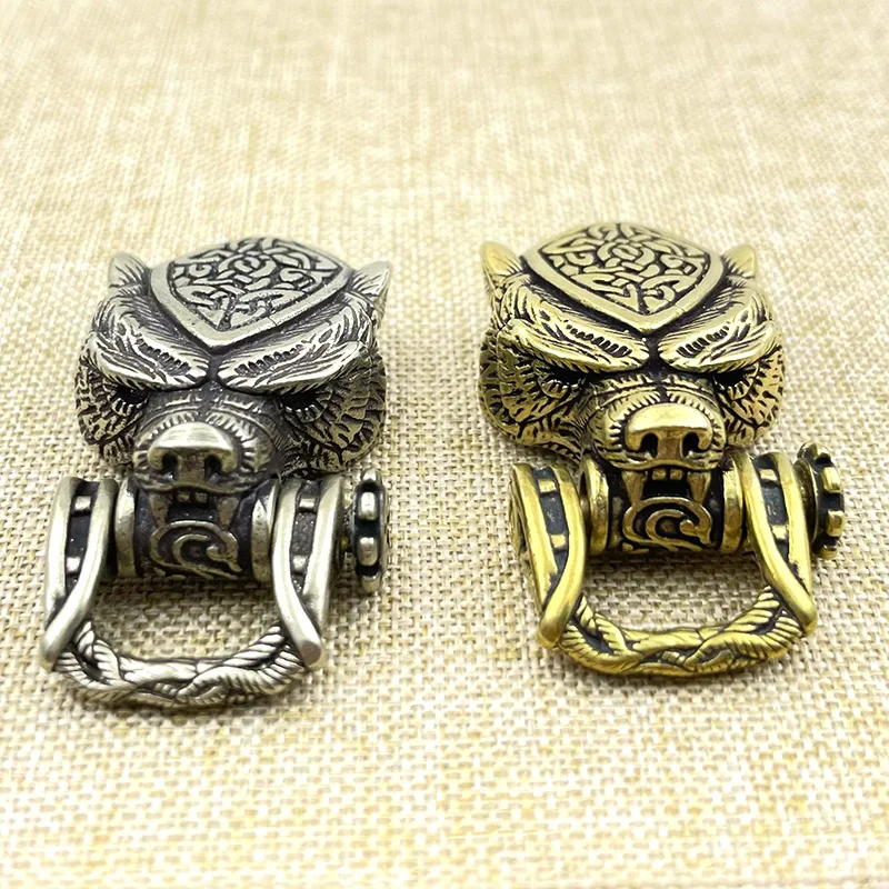 Brass Bear Head Buckle EDC Outdoor DIY Woven Paracord Survival Bracelets Supplies Accessories Retro Umbrella Rope Lanyard Beads