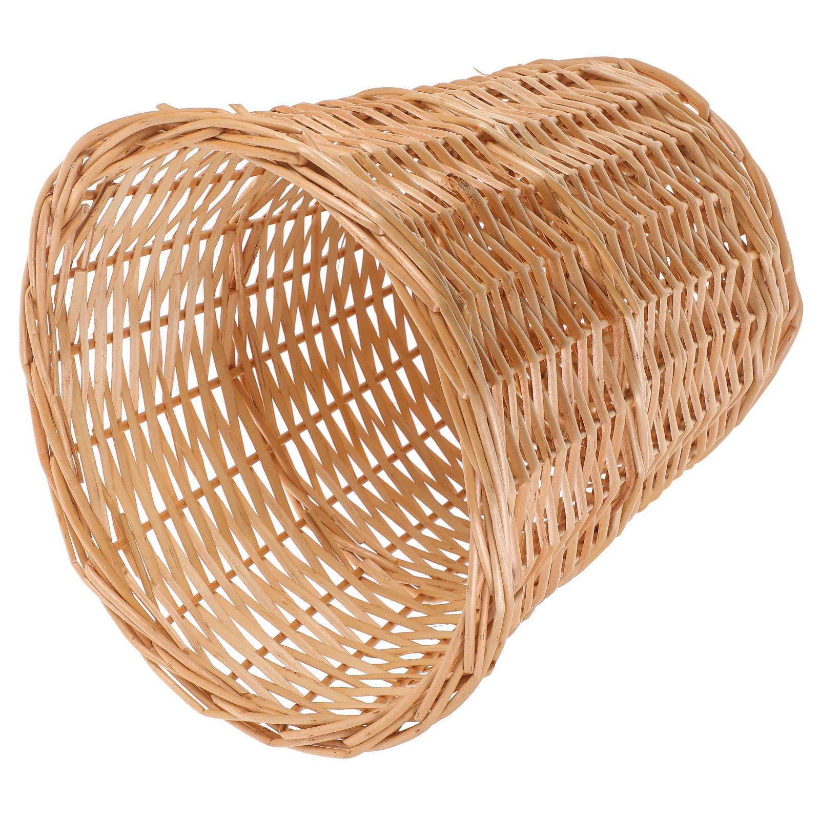 

Natural Woven Trash Basket Sturdy Wear-Resistant Home Waste Bin for Living Room Bathroom Office Decorative Storage Basket