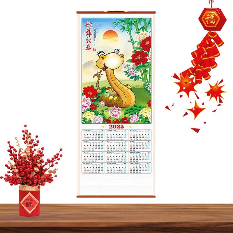 2025 New Year Calendar Chinese Scroll Calendar Year Of Snake Monthly Calendar Chinese New Year Calendar For Home Restaurant