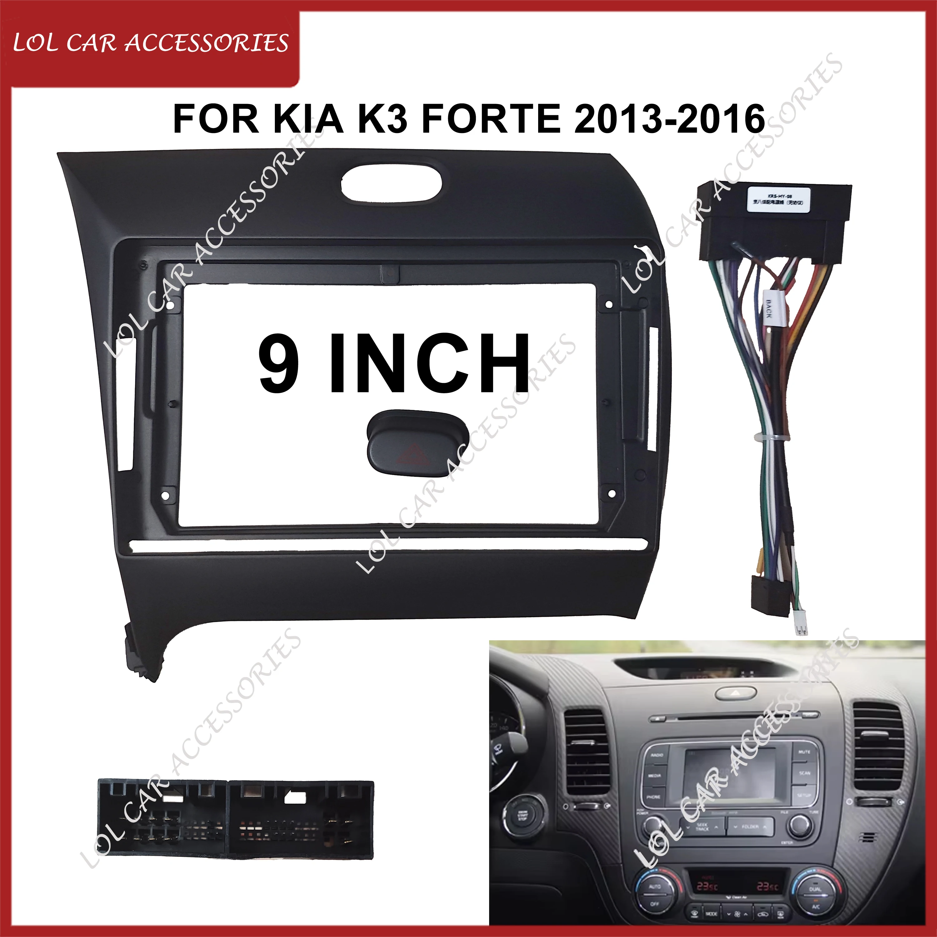 9 Inch For Kia K3 FORTE 2013-2016 Car Radio DVD GPS MP5 Stereo Android Player Head Unit 2 Din Fascias Panel Dashboard Frame