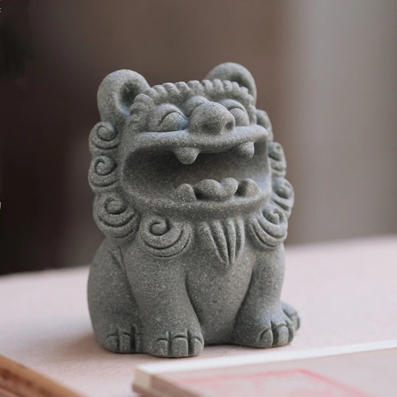 Pen Holder Green Sandstone Lion Qilin Brush Rest Creative Desk Ornament Brush Holder Chinese Calligraphy Stationery Paperweight