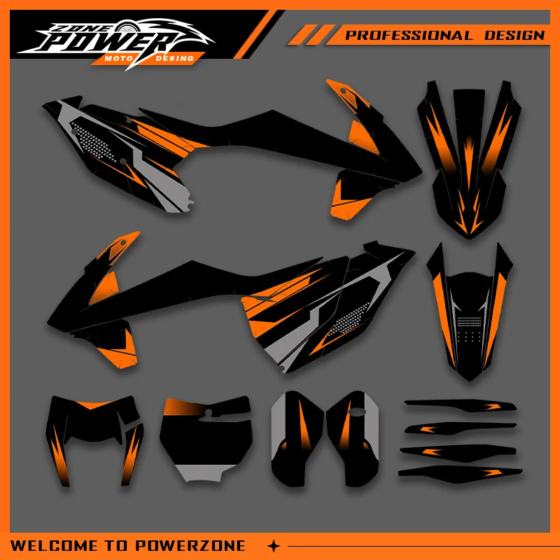 

POWERZONE Мотокросс Графический фон Наклейки Наборы наклеек для KTM 2016 2017 2018 SXF 2017 2018 2019 EXC Индивидуальный номер 012