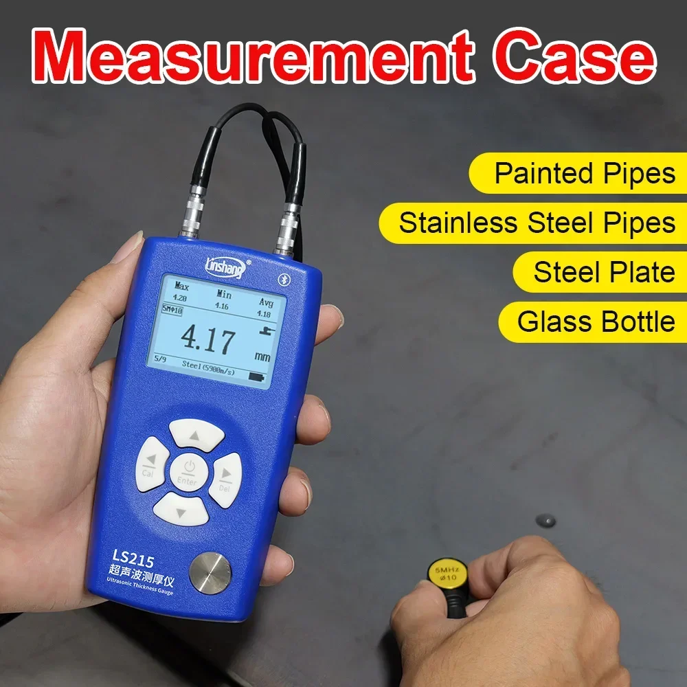 Ultrasonic Thickness Gauges 320mm 0.01resolution Pipe Ultrasonic Thickness Gauge Steel Metal Thickness Measurement LS215