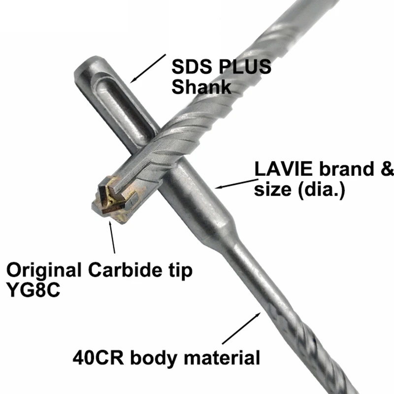 مجموعة بتات كهربائية SDS Plus ، 4 قطع مطرقة مثقاب ، ، أطراف متقاطعة ، جدار خرساني ، كتلة طوب ، بتات حفر ماسية ، 5 ks