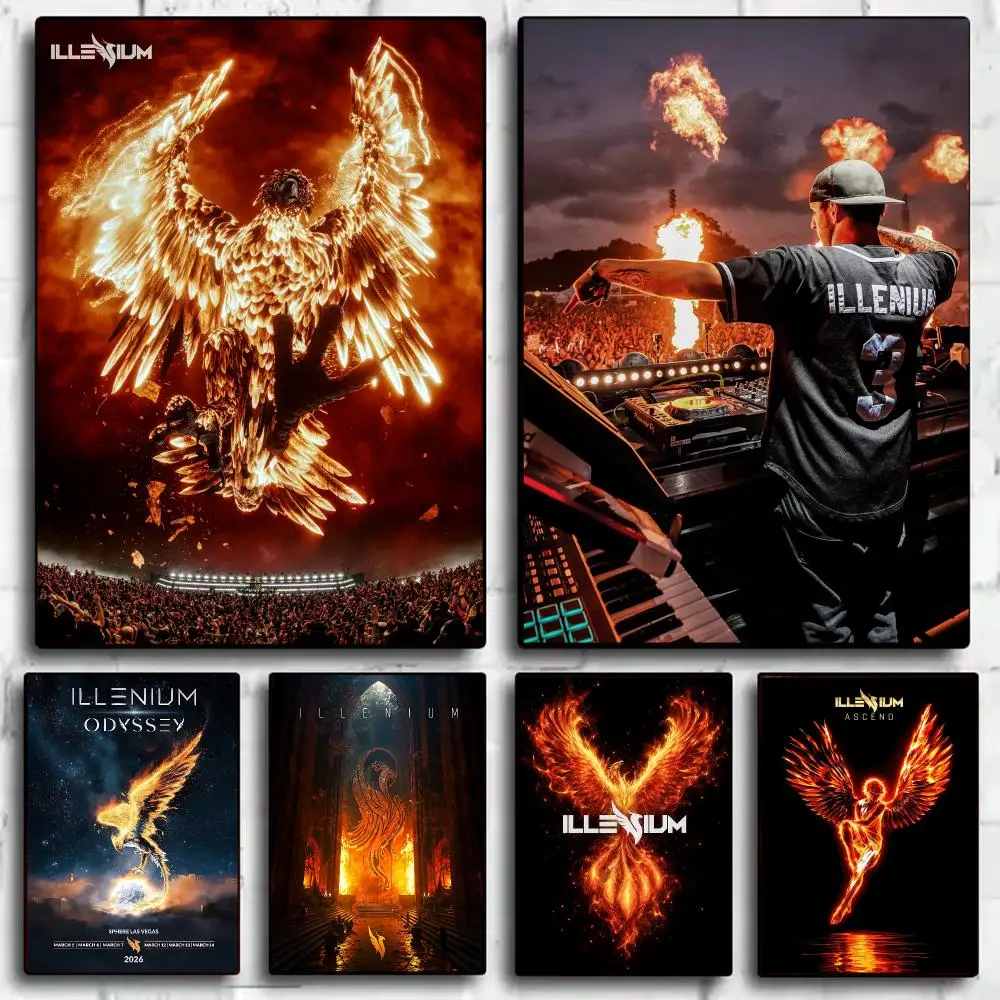 Electronic Music i-illenium Poster Decorative Wall Art Sticker Mural Print for Bedroom Living Room Hallway Home Decor Gift