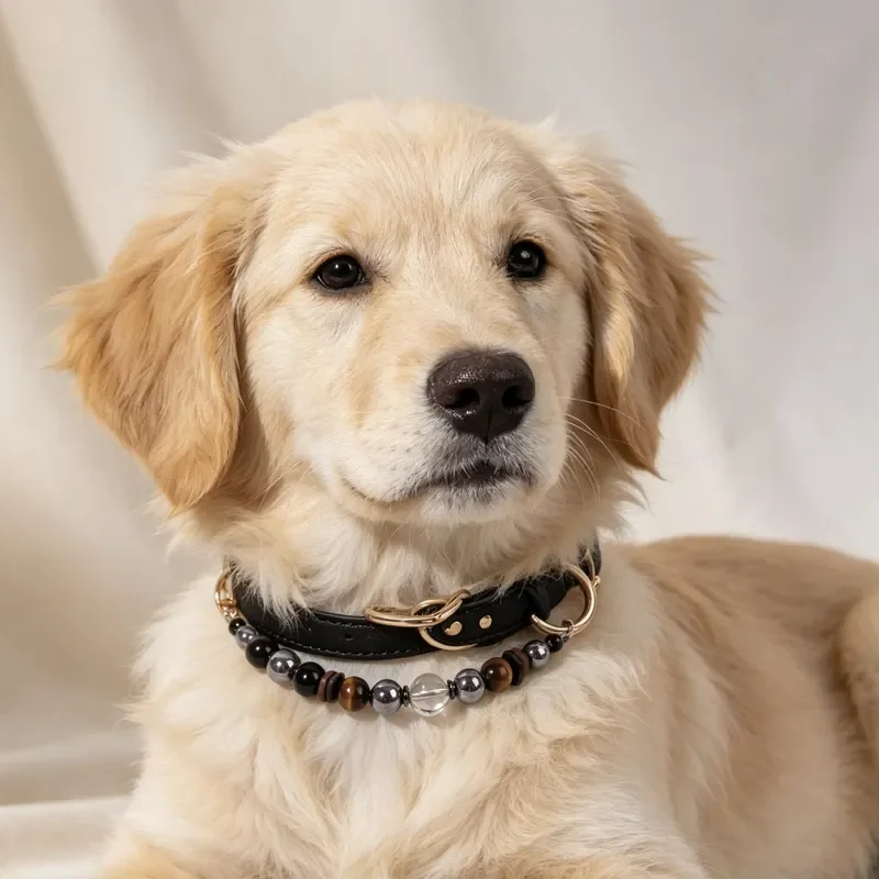 Cross-border popular pet crystal collar cat dog obsidian tiger's eye terahertz collar crystal spot straight hair