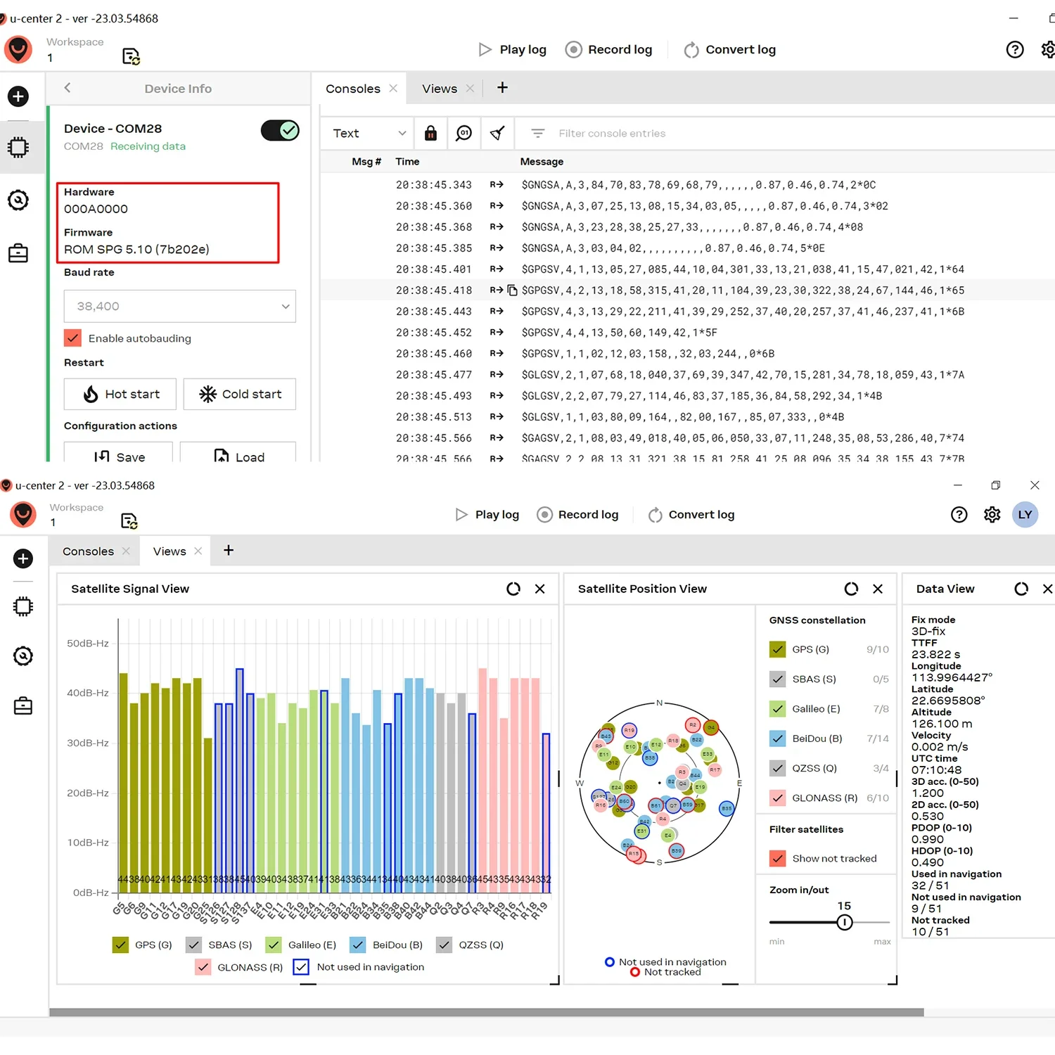 وحدة GPS GNSS G10A-F30 M10 مجهزة دعم GPS + GLONASS + Galileo + Beidou دقة 1.5 متر CEP نظام تحديد المواقع الصغير للمركبة