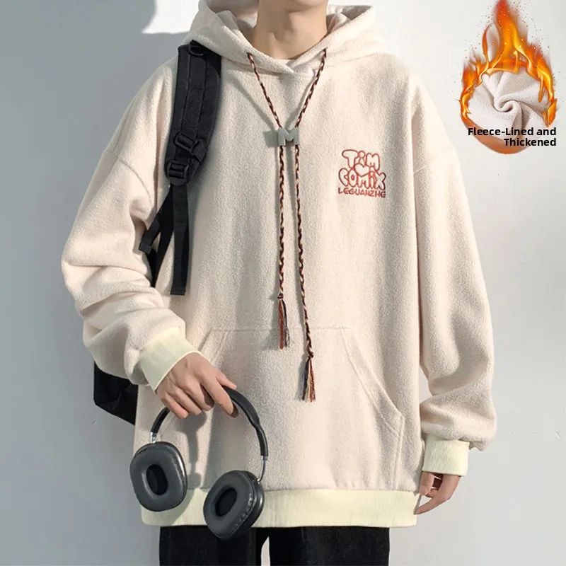 

Мужская толстовка Thiened Fce с капюшоном, новая зимняя модель в американском ретро-стиле, с принтом, повседневная, свободного кроя, осень-зима