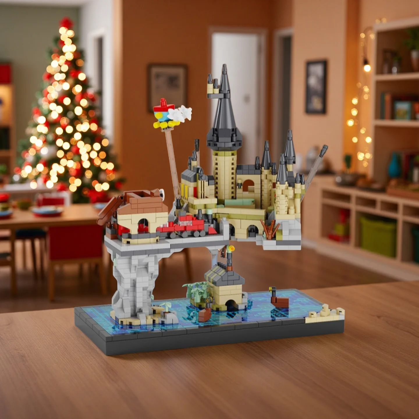 1256PCS Magic Castle Building Blocks Toy, Trendy and Fun, Interactive Party Game and Decorative Collectible, Holiday Gift