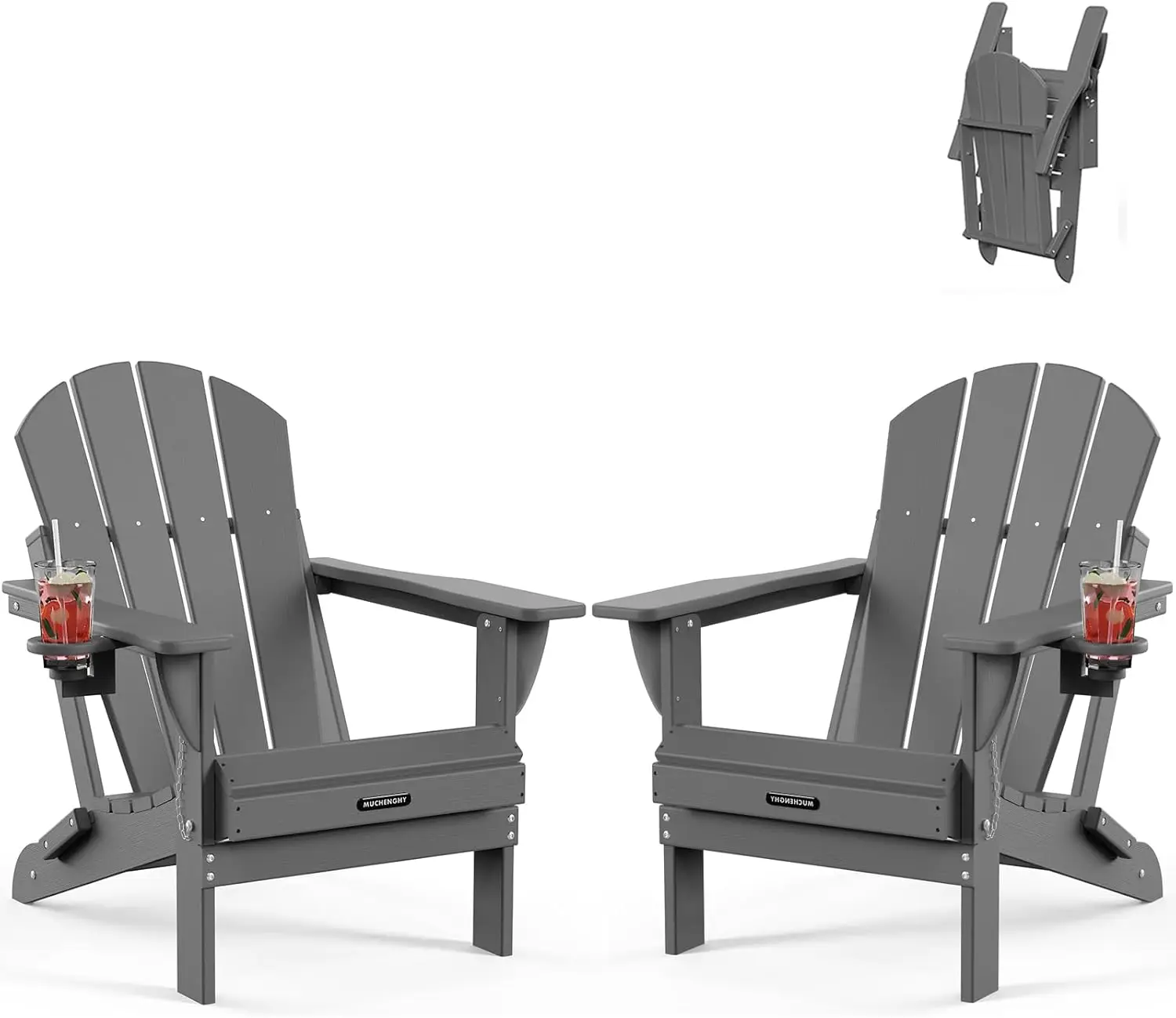 

Chairs HDPE Weather Resistant 2 Pack Patio Firepit Chairs Sturdy Outside Chairs Lawn Chairs 15min Assembly 380lb Grey