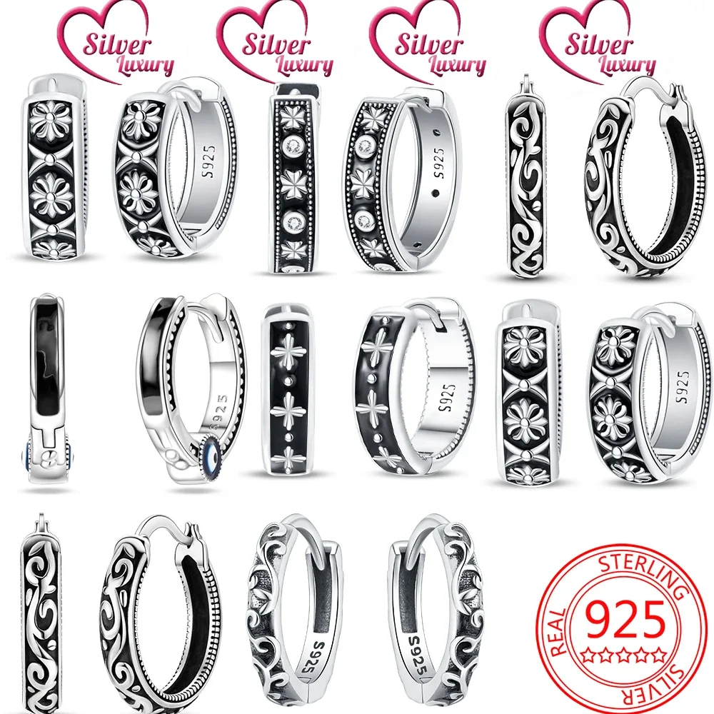 

Классические черные Винтажные серьги из стерлингового серебра 925 пробы