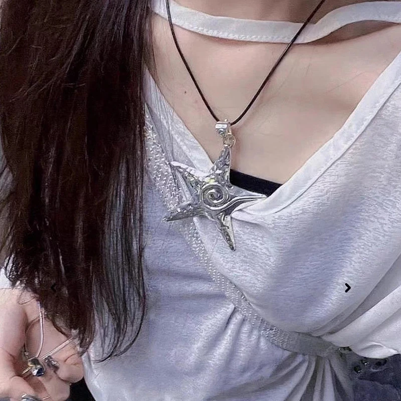 Bohemian Style Statement Big Star Pendant Necklace For Women Girls Retro Exaggerated Starfish Pendant Necklace Accessories Gifts