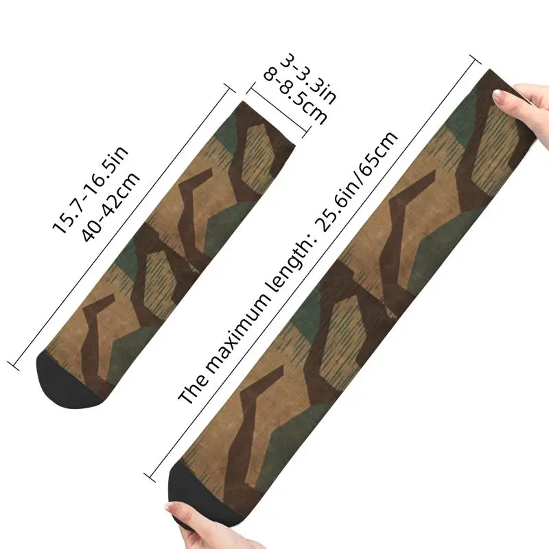 Splintertarn German WW2 Camouflage Crew Socks Unisex Kawaii Military Army Tactical Camo Spring Summer Autumn Winter Dress Socks