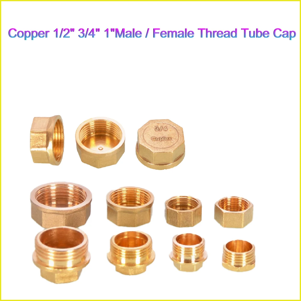 

1/3/5Pcs Copper 1/2" 3/4" 1" Male Thread/Female Thread Brass Pipe Hex Head End Cap Plug Fitting Coupler Connector Adapter