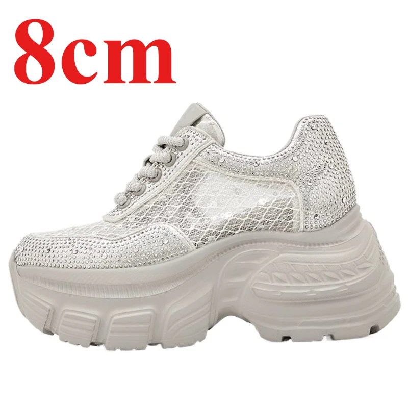 

Soft and Lightweight Height Increasing Shoes for Women's 8cm Casual Sneakers Summer Mesh Breathable and Comfortable Sports Shoes