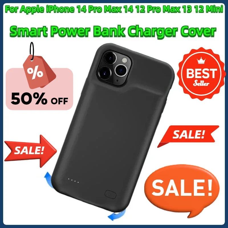 

For IPhone 14 12 Pro Max 13 12 Mini Battery Case Silicone Power Case Smart Power Bank Charger Cover