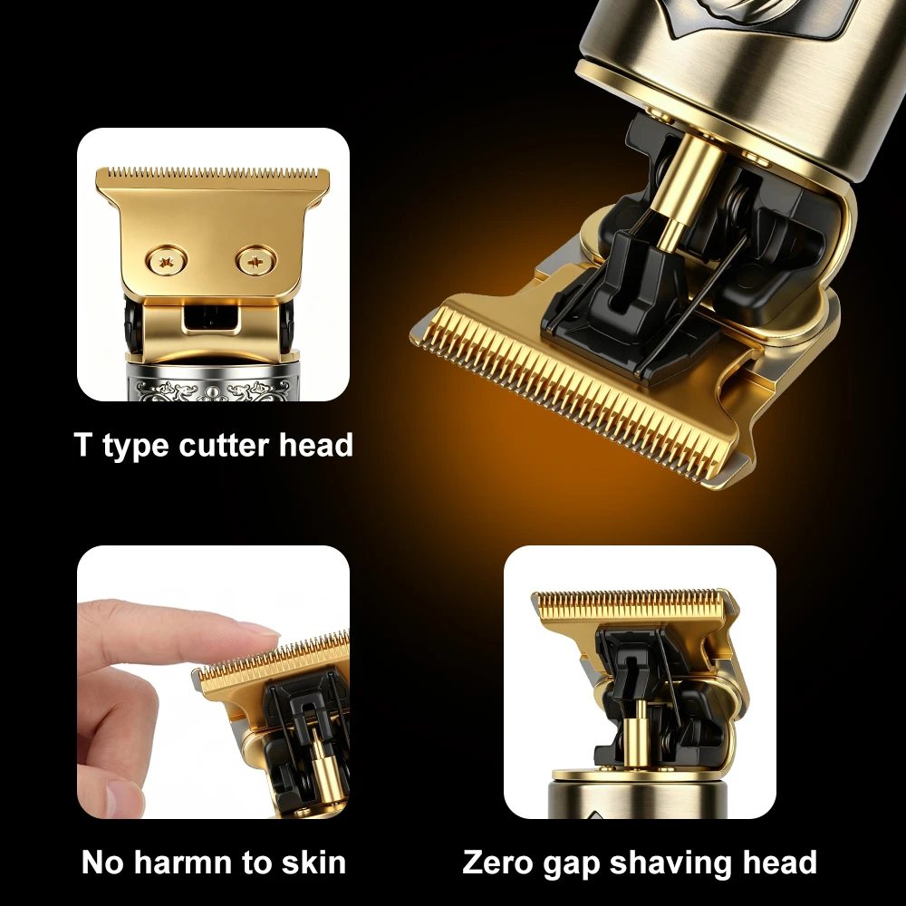 Vintage T9 LCD Hair Clipper USB Rechargeable Beard Trimmer