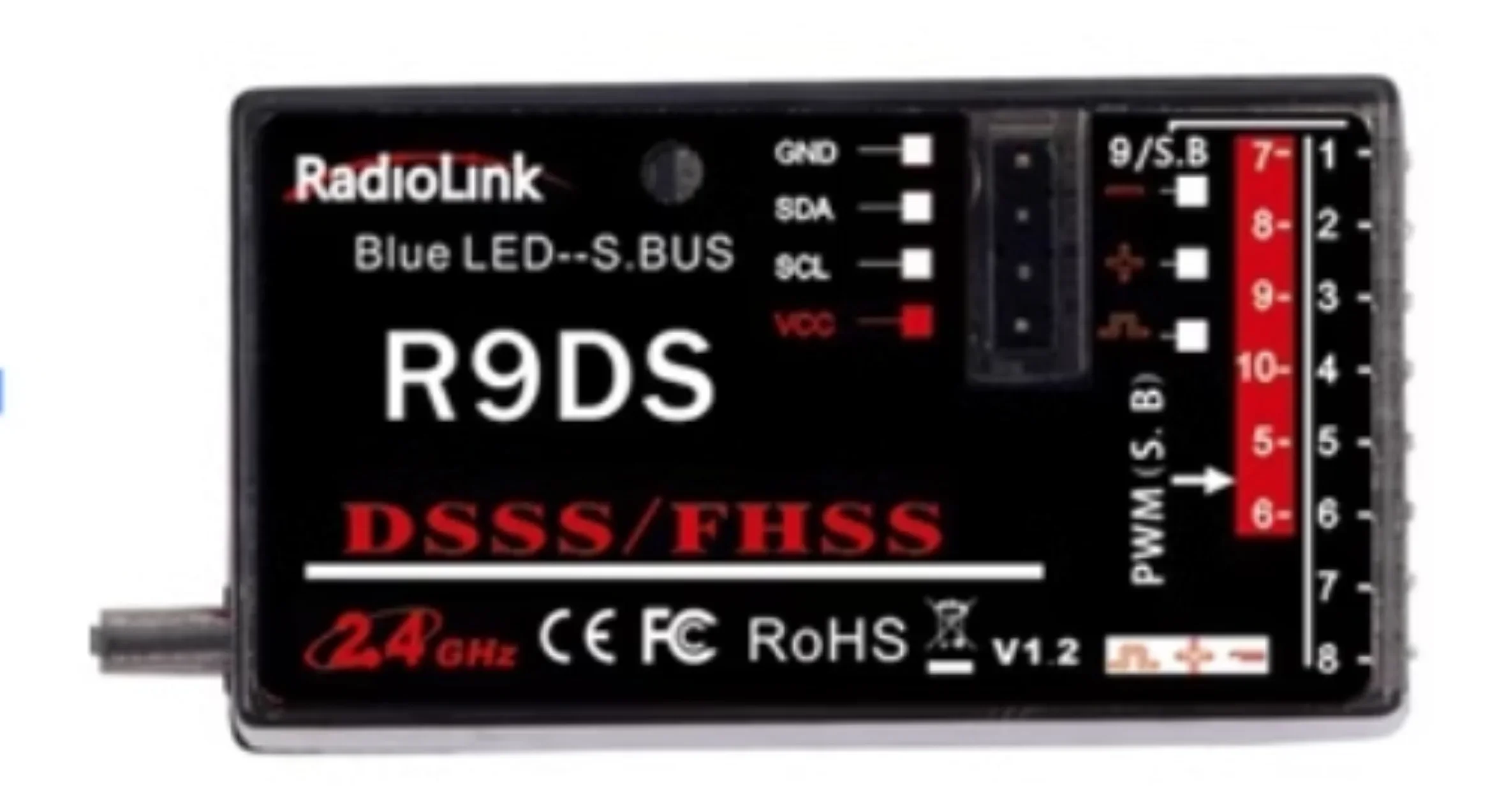 R9DS 2.4G 9CH DSSS / RadioLink R12DS 2.4GHz Receiver for RadioLink AT9 AT10 Transmitter RC Helicopter Multirotor Support S-BUS